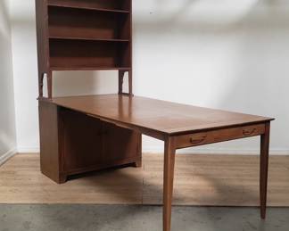 Mid-century hutch cabinet with drop down table and 4 extensions