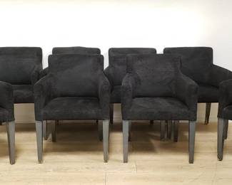 8 Restoration Hardware-style upholstered arm chairs