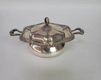 European silver covered bowl