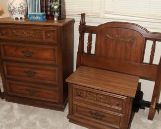 MATCHING CHEST, PR. NIGHT TABLES AND PR. TWIN BEDS WITH FRAMES