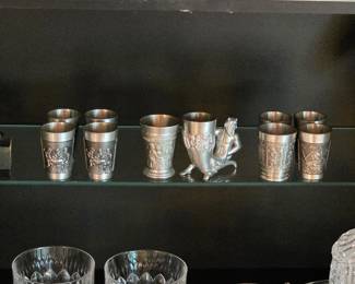 Vintage German Rein Zinn pewter shot glasses