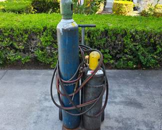 Oxygen acetylene tanks and torch