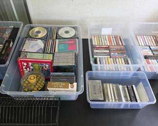 CDs, DVDs, cassette tapes