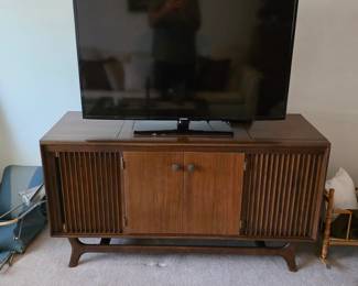 Mid century modern cabinet and Samsung smart TV