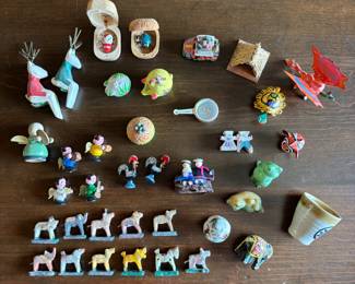 Lot #168 - Vintage Mini Tchotchkes, Including Nirmal Animals, Portuguese Metal Roosters, A Bugs Life Wiggle Bugs, & More
