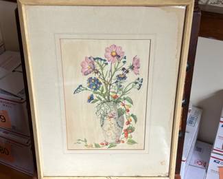 Lot #201 - Laurence Perugini "Flowers" Floral Watercolor Artwork