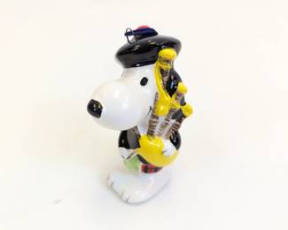 Lot #102 - Vintage 1966 Peanuts Snoopy Ceramic Bagpipes Scottish Christmas Ornament