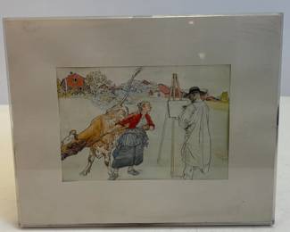 Lot #28 - Carl Larsson with the Cow" from Carl Larsson's The Spade Heritage, Sweden