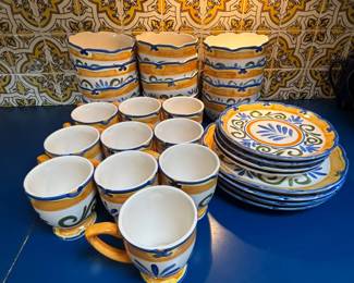 Lot #133 - Target Home Decorative Pottery Dinnerware Set Plates, Bowls, Mugs