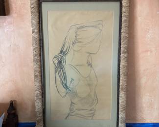 Lot #217 - Framed Sketch of Woman