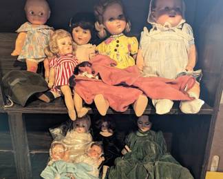 Lot #230 - Vintage 1940s Composition Kewpie Doll Plus 9 Other Dolls