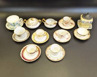 Lot #113 - Antique & Vintage Tea Cups & Saucers, Sugar & Creamer