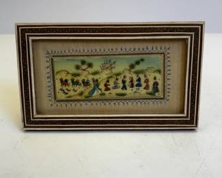 Lot #29 - Vintage Persian Painting on Bone Decorative Frame