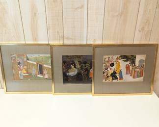 Lot #38 - Set of Three Framed Prints of Kangra Paintings