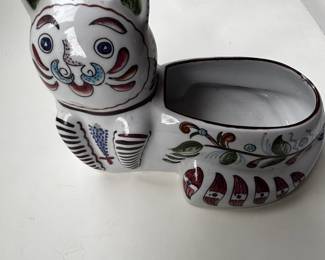 Lot #176 - Portuguese Hand Painted Ceramic Cat Planter