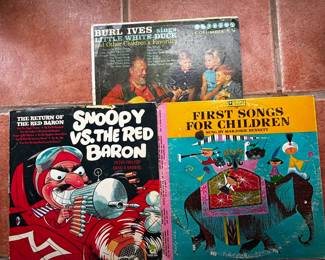 Lot #211 - 1968 Vinyl Record "Snoopy vs. The Red Baron," "First Songs for Children," & 1951 "Burl Ives Sings Little White Duck"