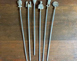 Lot #166 - Set of Six Turkish Kebab Skewers with Decorative Tops