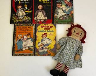 Lot #7 - Vintage 1st Edition Raggedy Ann Books & Doll Collection