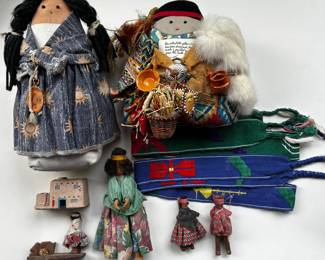 Lot #174 - Native American Handmade Dolls and Accessories Lot