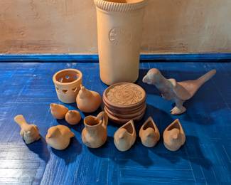 Lot #159 - Collection of Terra Cotta Items, Including Wine Brique, Sun Coasters and more