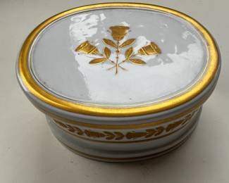 Lot #177 - Vintage Gold Accent Porcelain Trinket Box Portugal