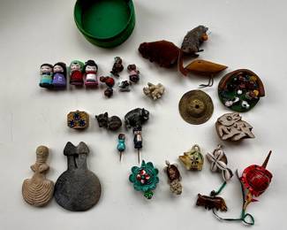 Lot #169 - Vintage Mini Tchotchkes, Including Kokeshi Dolls, Mesopotamian Artifacts, and more
