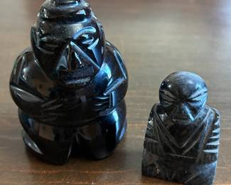Lot #187 - Vintage Black Onyx Aztec Mayan Figurines