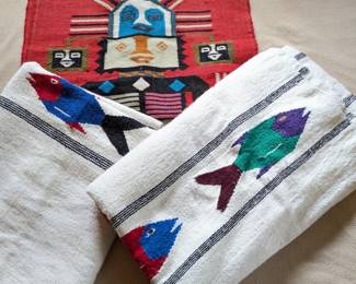 Lot #234 - Mexican Fish Blankets & South American Folk Art Wall Tapestry