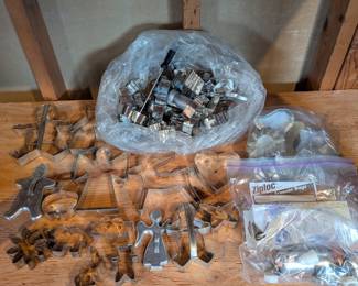 Lot #240 - Dozens of Vintage Cookie Cutters & Some Piping Tools