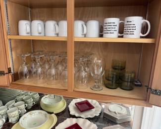top mug set $15, lower glassware set $20