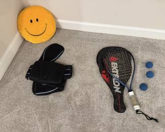 $1 r'ball raquet, $3 pillow