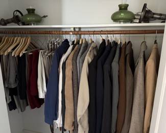 men's jackets 40R $15/each, pants $1
