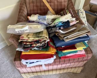 fabric $1 each, comfy chair $20