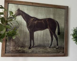 Silver foil, horse art framed