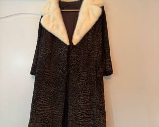 Vintage 1950’s Schiaparelli Persian lamb coat with white mink collar