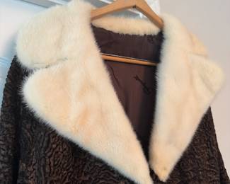 Vintage 1950’s Schiaparelli Persian lamb coat with white mink collar