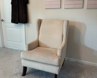 Cream velvet, wingback chair