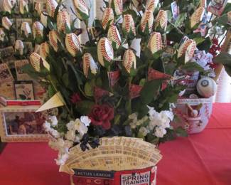 These roses are made of official MLB rawhide and individually signed by the professional players! One of a kind!