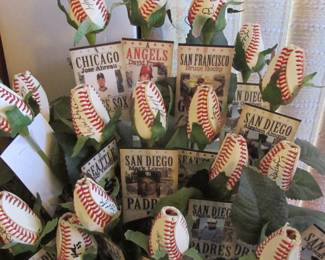 These roses are made of official MLB rawhide and individually signed by the professional players! One of a kind!