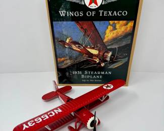 53 1931StearmanBiplaneWingsofTexacoModelNewinBox