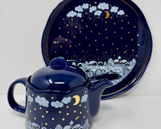 47 WaechtersbachGermanyTeapotPlateSetWinterNightVillage