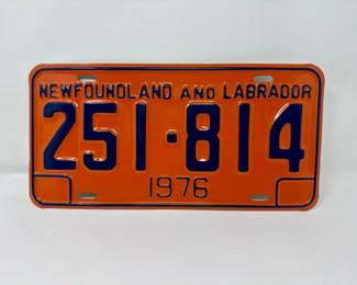 74 1976NewfoundlandLabradorEmbossedMetalLicensePlate