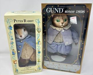 70 PorcelainPeterRabbit1994GundCatCollectorsDollsinBox