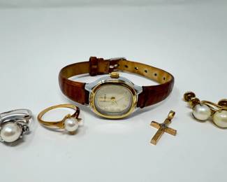 79 14KWhiteGoldRingsGoldFilledEarringsPendantTimexWatch