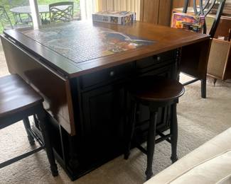 Dining/work/playing pub style table 6 chairs (2 new in box)
