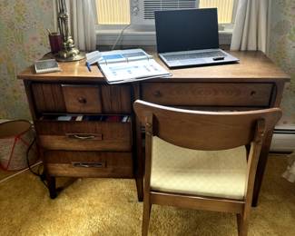 MCM desk with Brass lamp