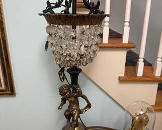 Antique Brass Cherub Lamp