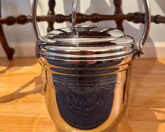 Vintage etched, solid, brass ice bucket
