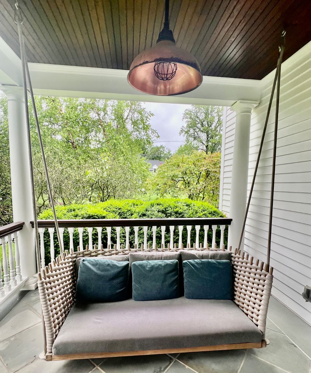 92. Paola Lenti Hanging Woven Rope Swing (76" x 36" x 104")