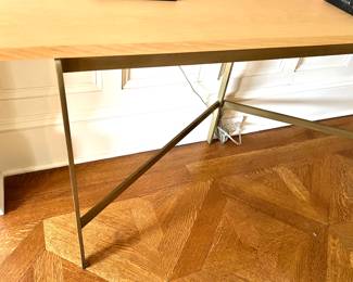 149. Contempory Console Table w/ Wood Top and Metal Base